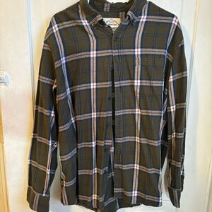 St. John's Bay Green and Blue Casual Button Down Shirt